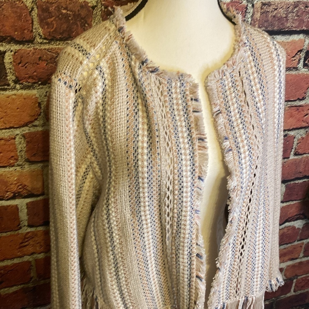 Nic + Zoe DASHING Days Boho Fringe Open Front Jacket Size - Picture 5 of 14